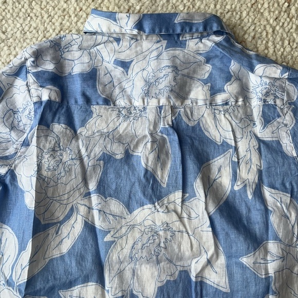 J. Jill Love Linen Everyday Linen Button-Front Shirt Clear Pond Floral‎ Sketch M - Picture 6 of 8